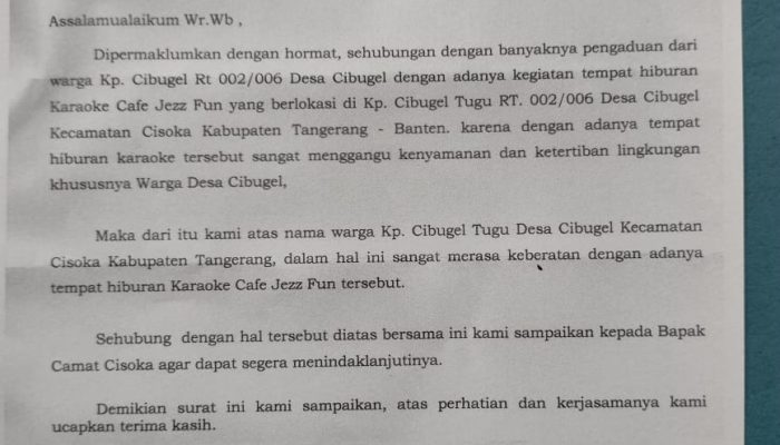 Sudarwan Kades Cibugel Layangkan Surat Ke Kecamatan, Cafe Jezz Fun Studio Di Tutup