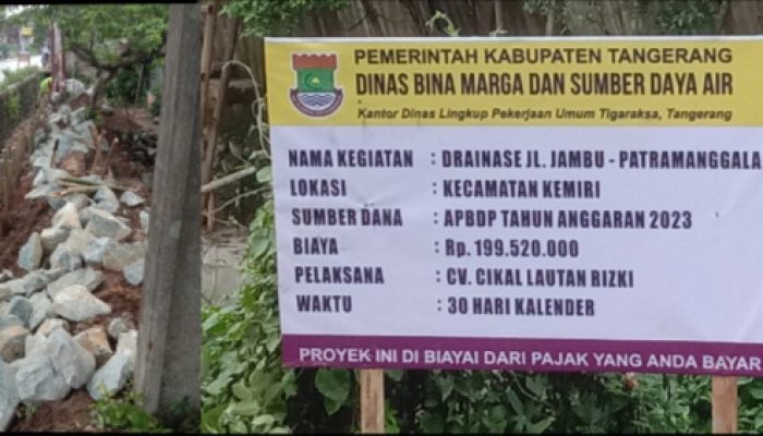 Viral..!! Papan Proyek DBMSDA Untuk Kecamatan Kemiri Terpasang Di Cisoka